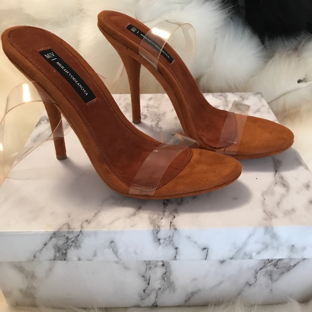 MERAH VODIANOVA Tan Kim K Lucite Heels Yeezy